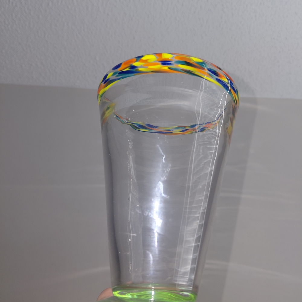 Colorful Glass Vase with Multicolor Rim - Picture 7 of 9
